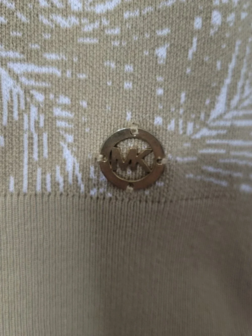 Michael Kors Palm Print Short Sleeve Knit Sweater